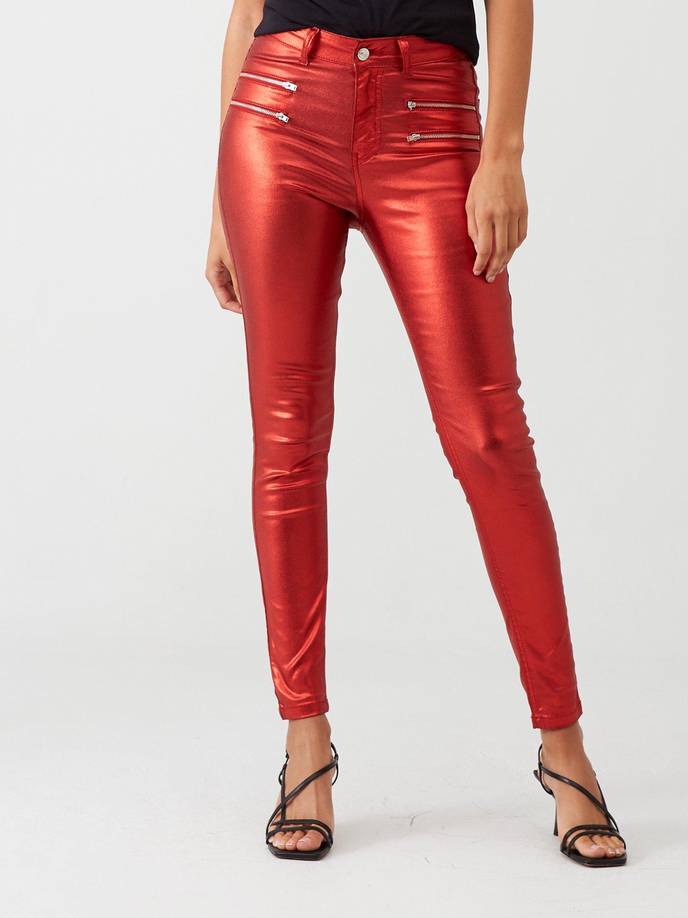 red coated jeans womens