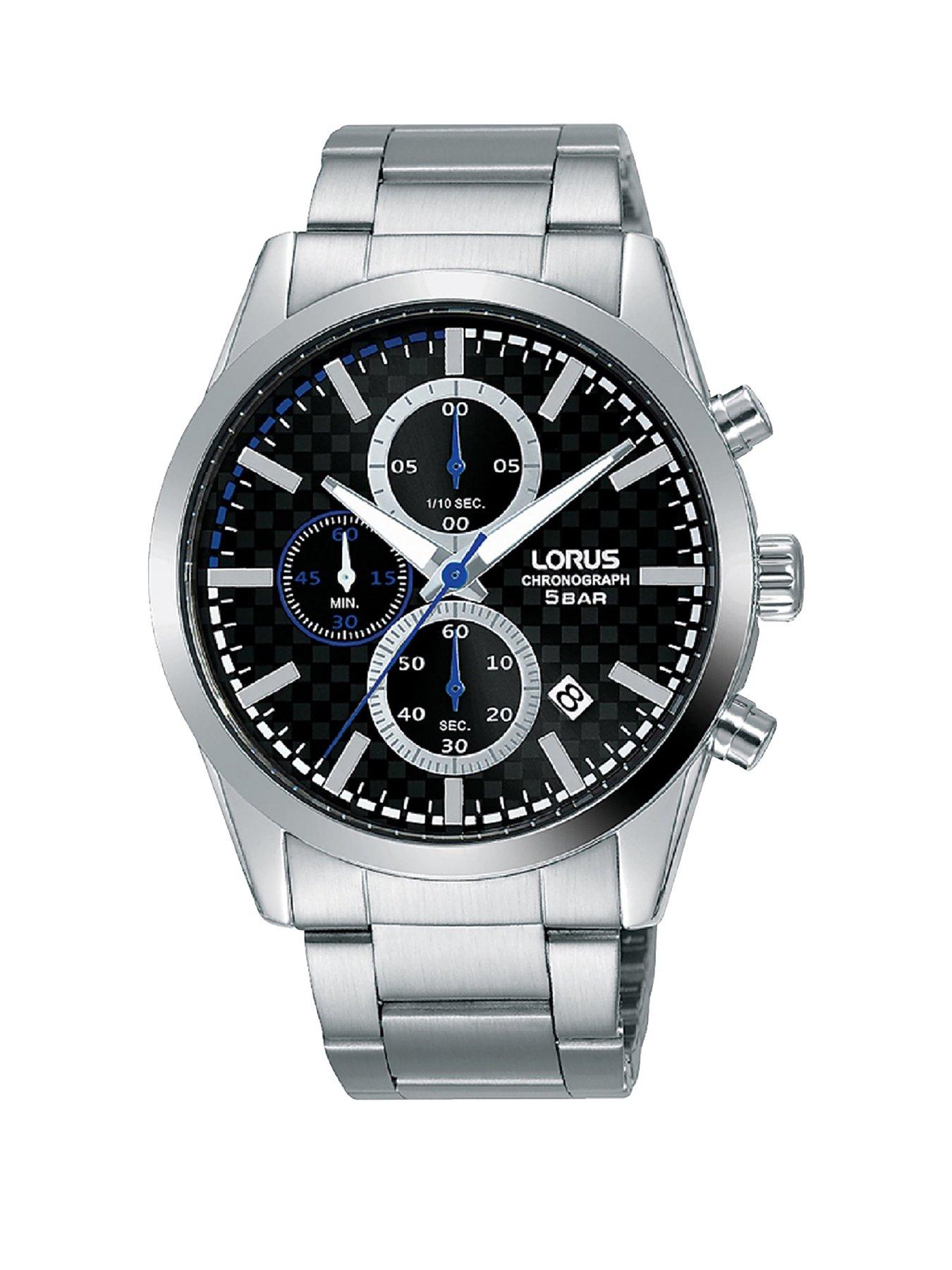 lorus men's stainless steel bracelet chronograph watch