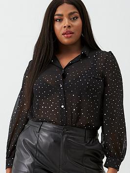 V by Very Curve V By Very Curve Metallic Spot Blouse - Black/Silver Picture