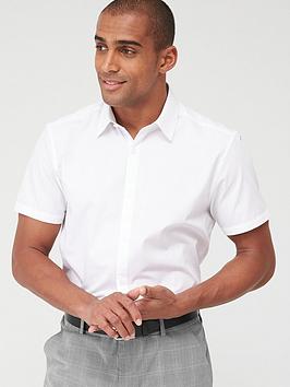 V by Very V By Very Single Short Sleeved Easycare Shirt - White Picture