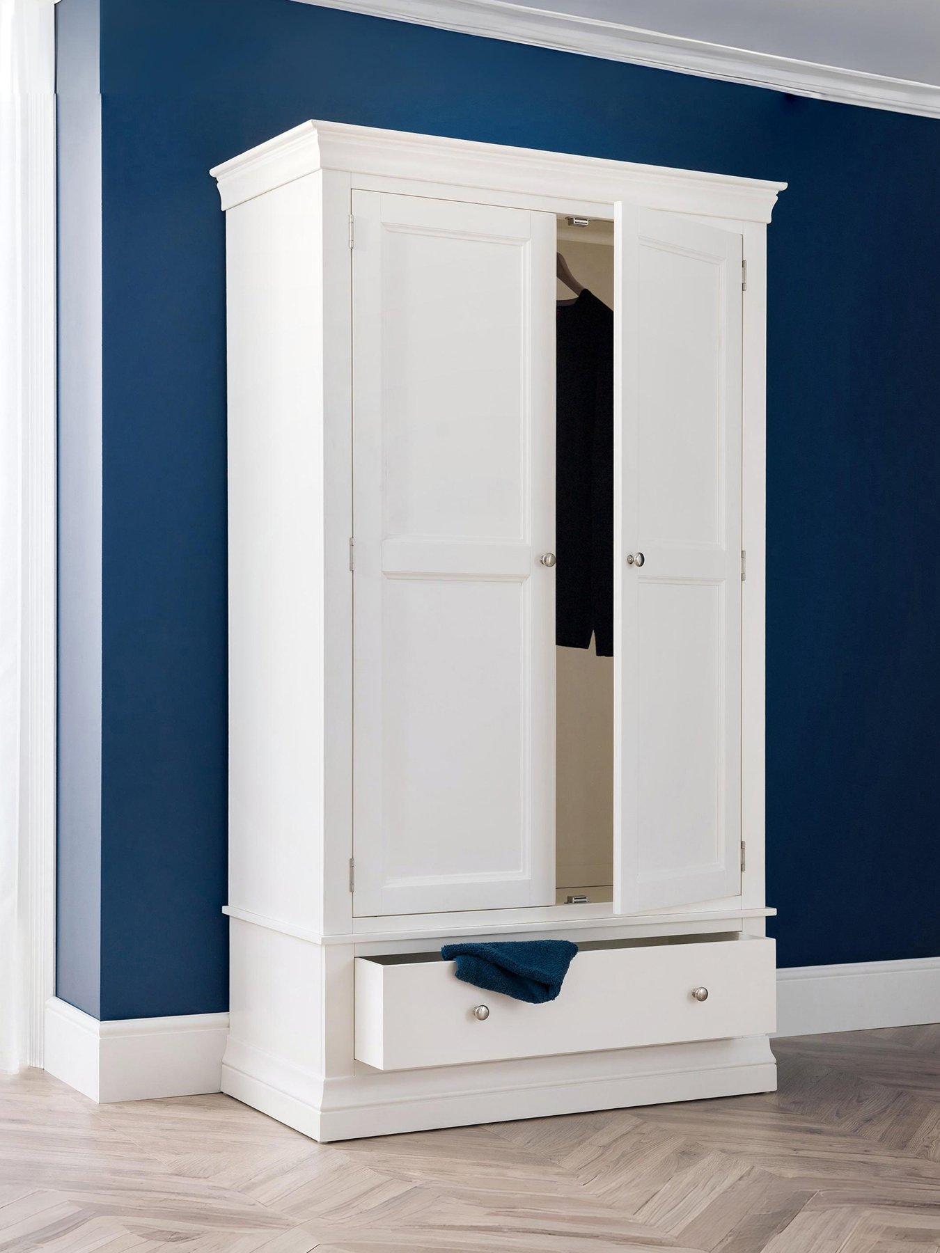front image of julian-bowen-clermont-2-door-1-drawer-wardrobe-white