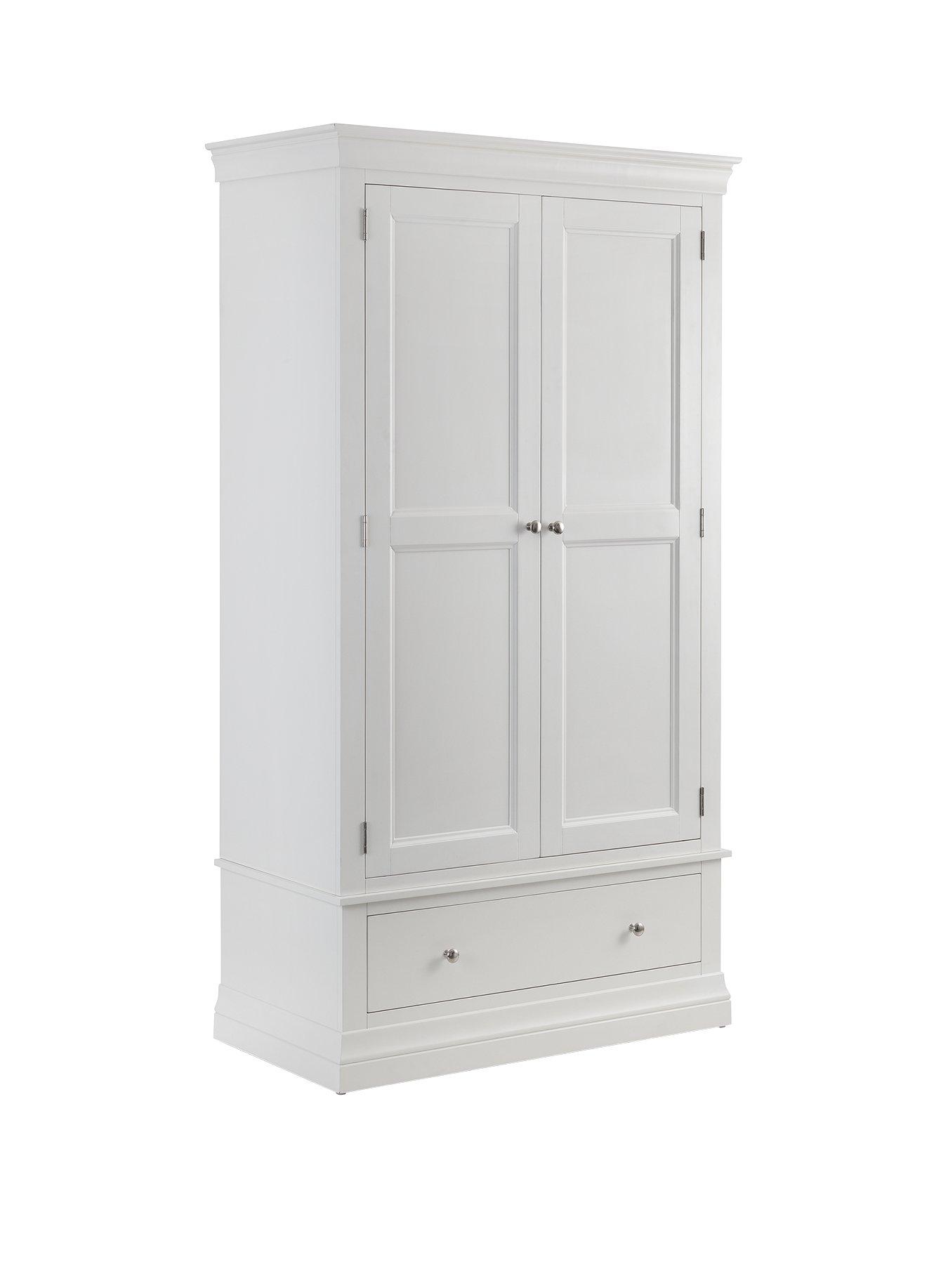  image of julian-bowen-clermont-2-door-1-drawer-wardrobe-white