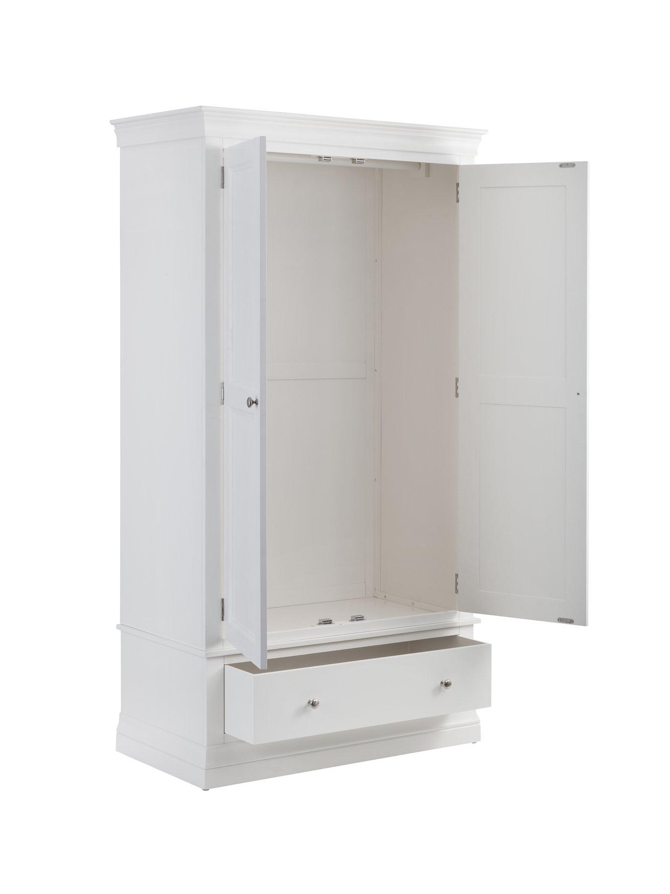 image of julian-bowen-clermont-2-door-1-drawer-wardrobe-white