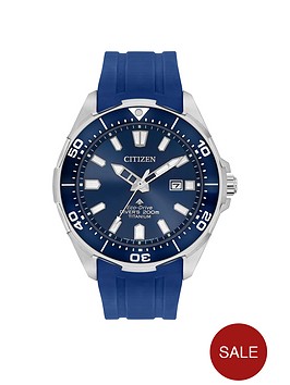 Citizen Citizen Eco-Drive Promaster WR200 Blue and Silver Detail Date Dial Blue Silicone Strap