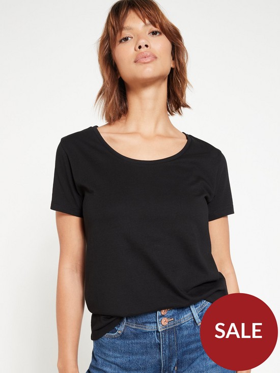 front image of everyday-the-essential-scoop-neck-t-shirt-black