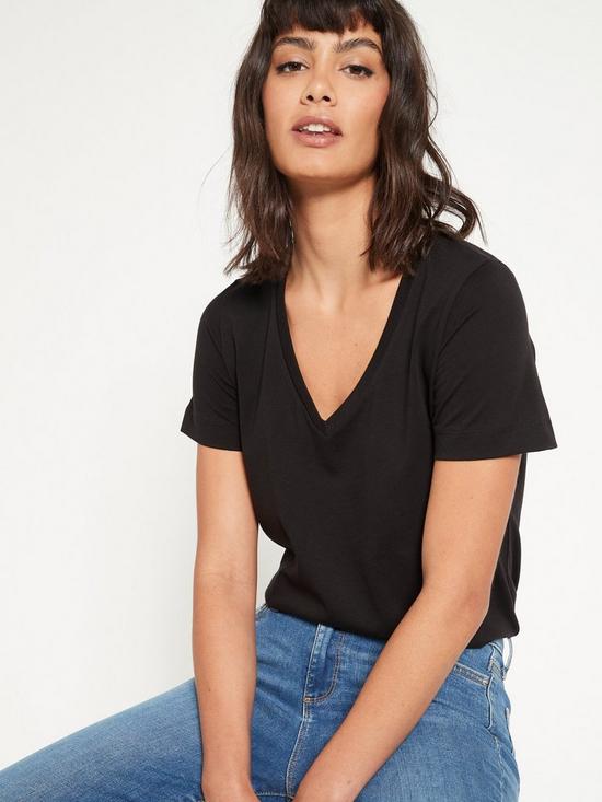 front image of v-by-very-the-essential-v-neck-t-shirt-black