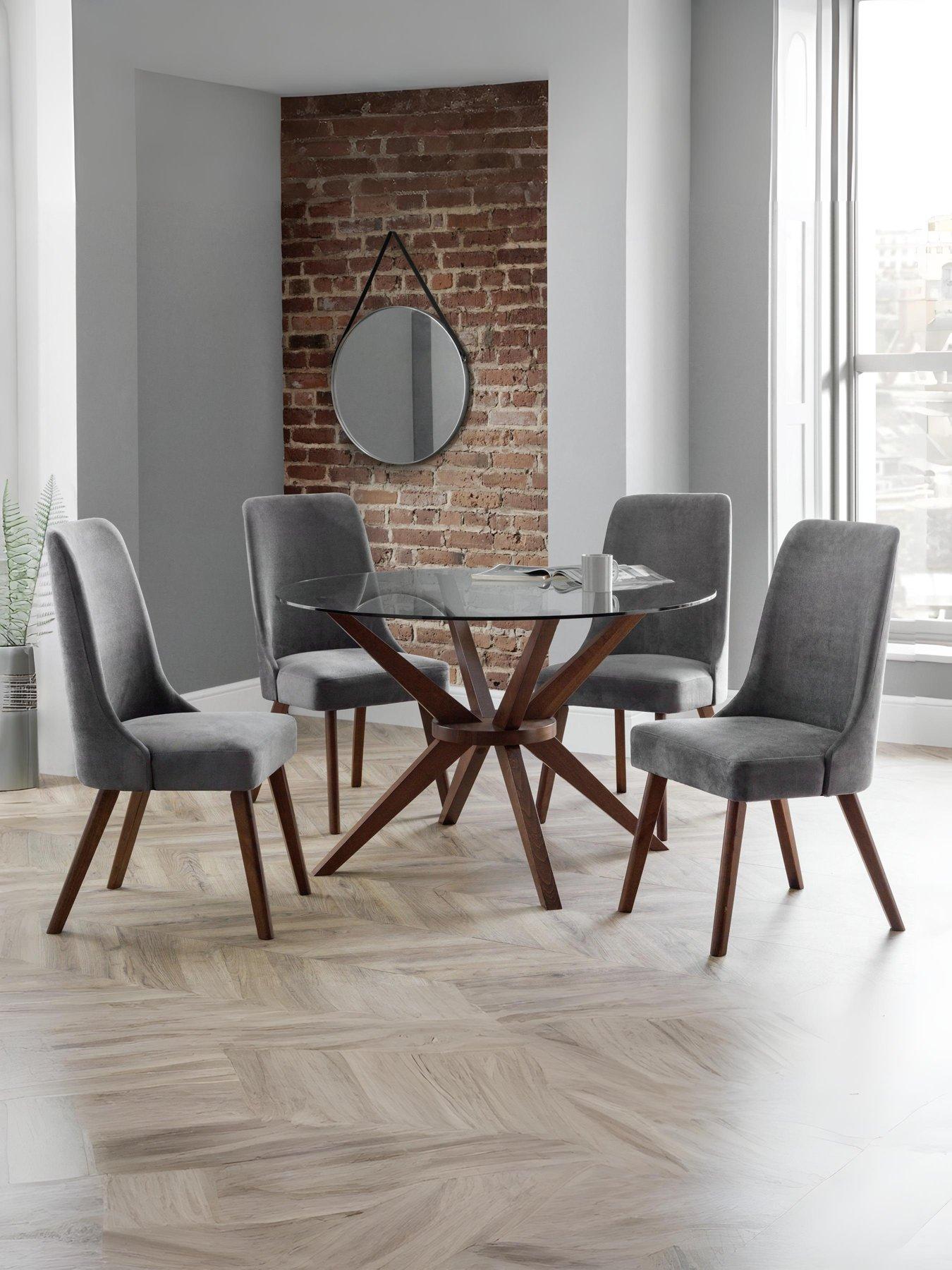 Julian Bowen Chelsea Large 120 cm Glass Dining Table and 4 Huxley Chairs