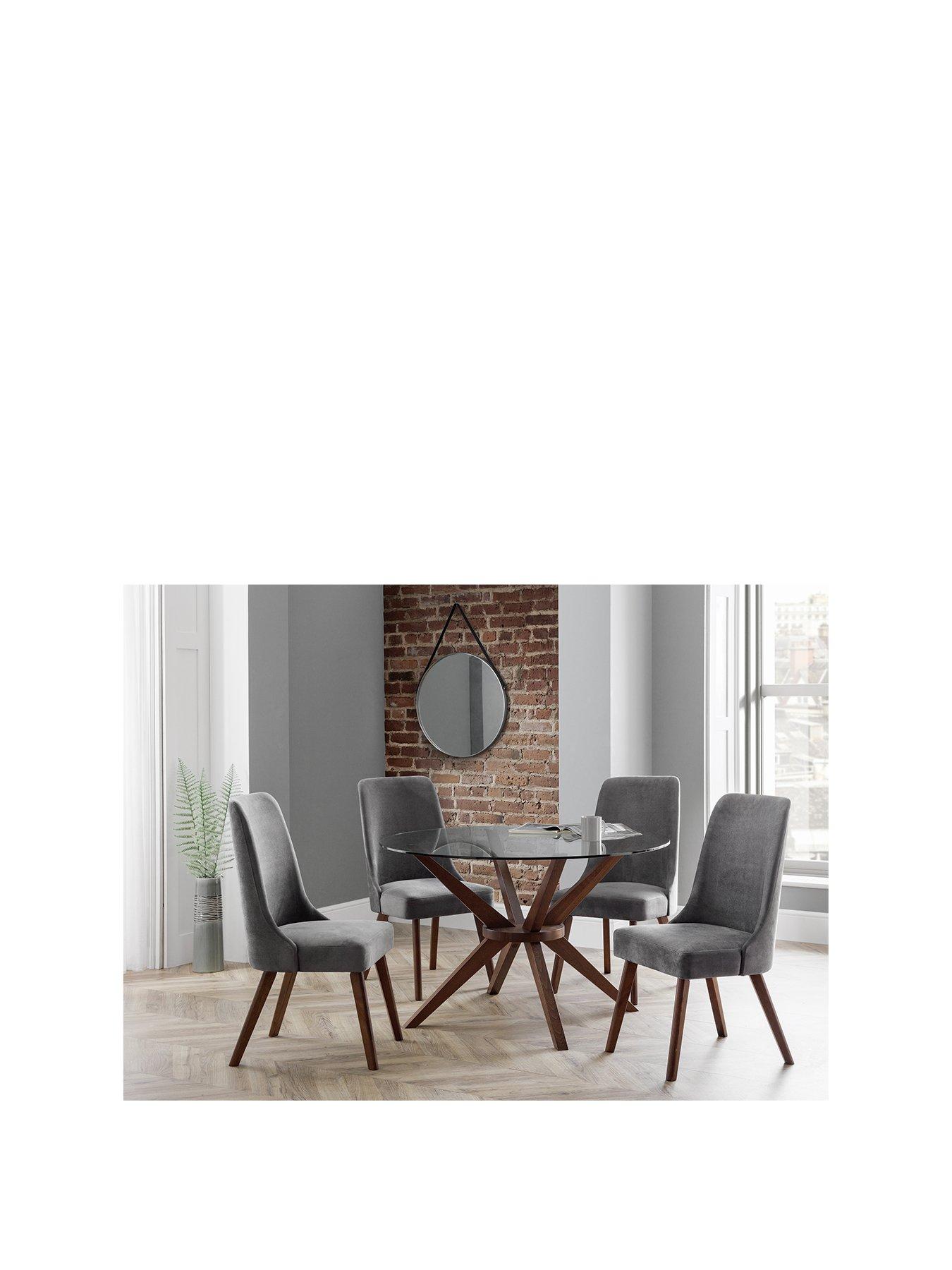 Julian Bowen Chelsea Large 120 cm Glass Dining Table and 4 Huxley