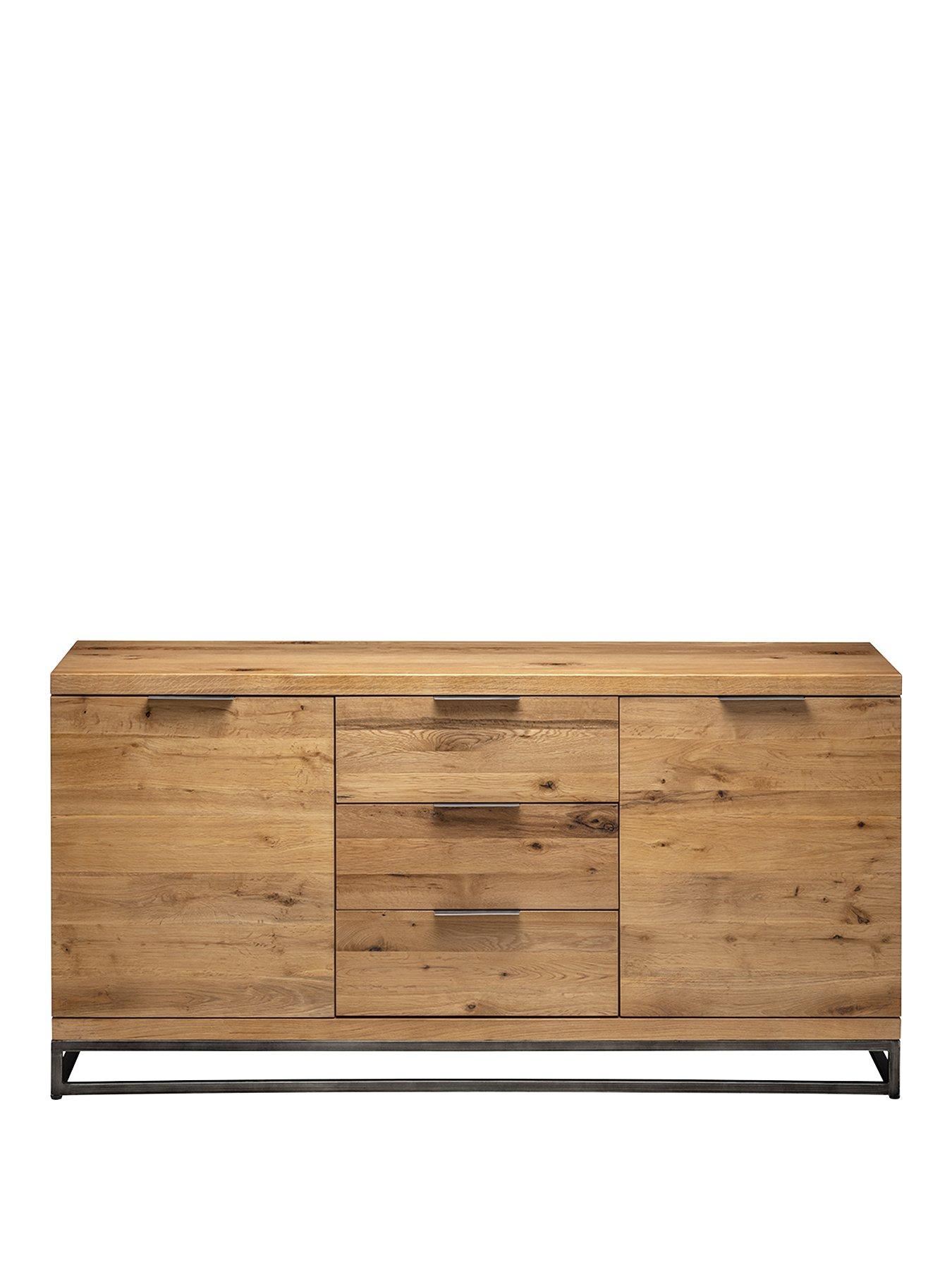  image of julian-bowen-brooklyn-ready-assembled-solid-oakoak-veneernbspsideboard