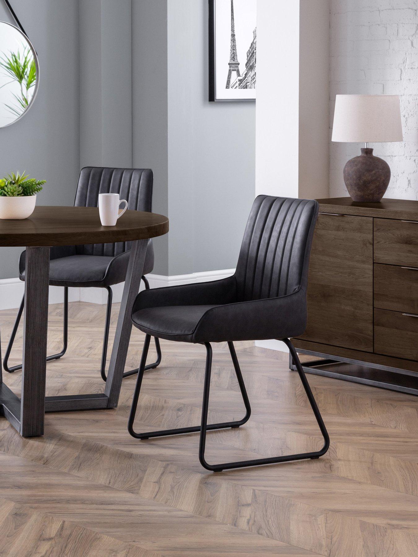 Image 1 of 5 of Julian Bowen Pair of Soho Faux Leather and Metal Dining Chairs