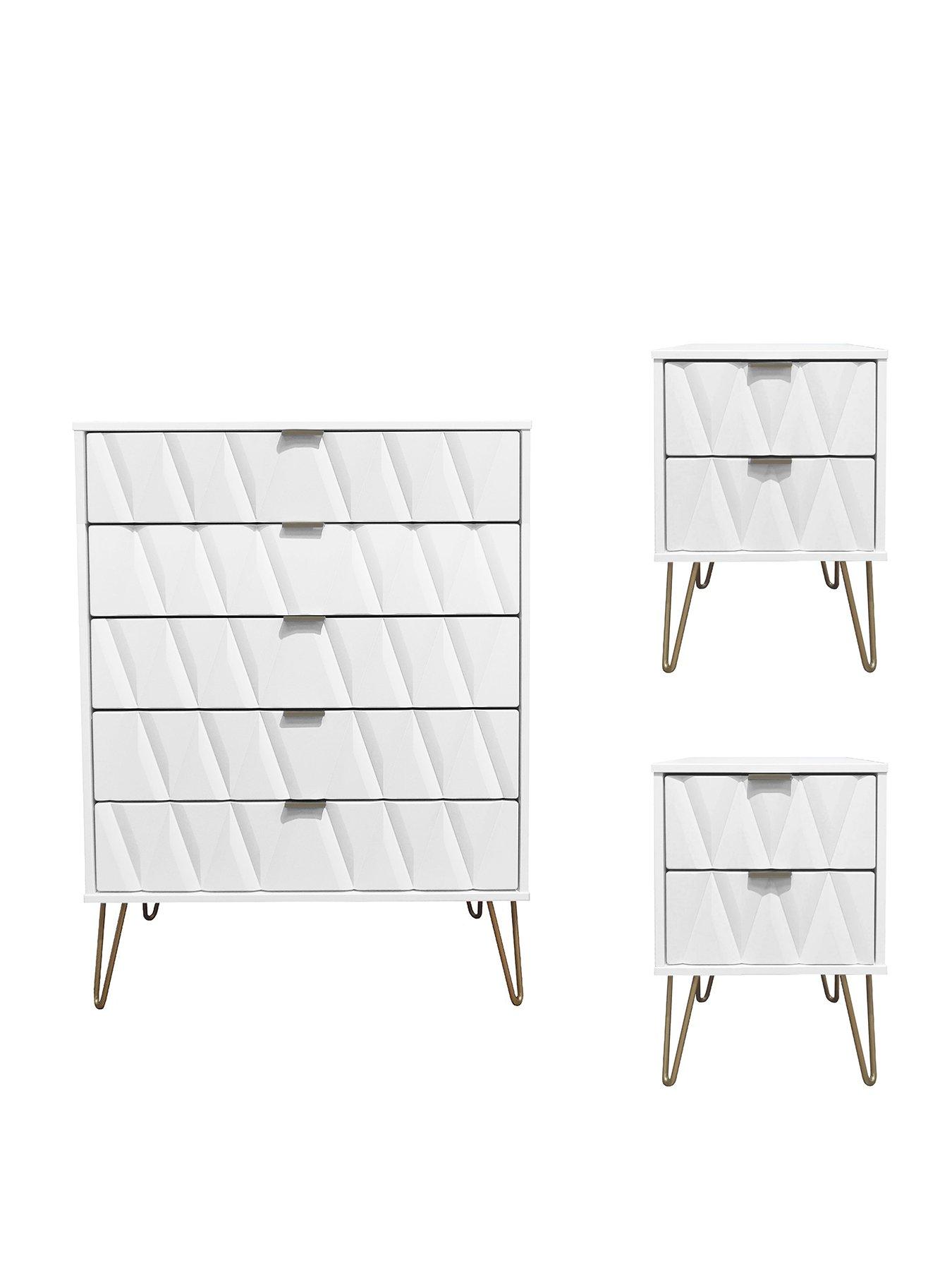 Image 2 of 7 of SWIFT Versailles Ready Assembled 3 Piece Package - 5 Drawer Chest and 2 Bedside Chests&nbsp;- FSC&reg; Certified
