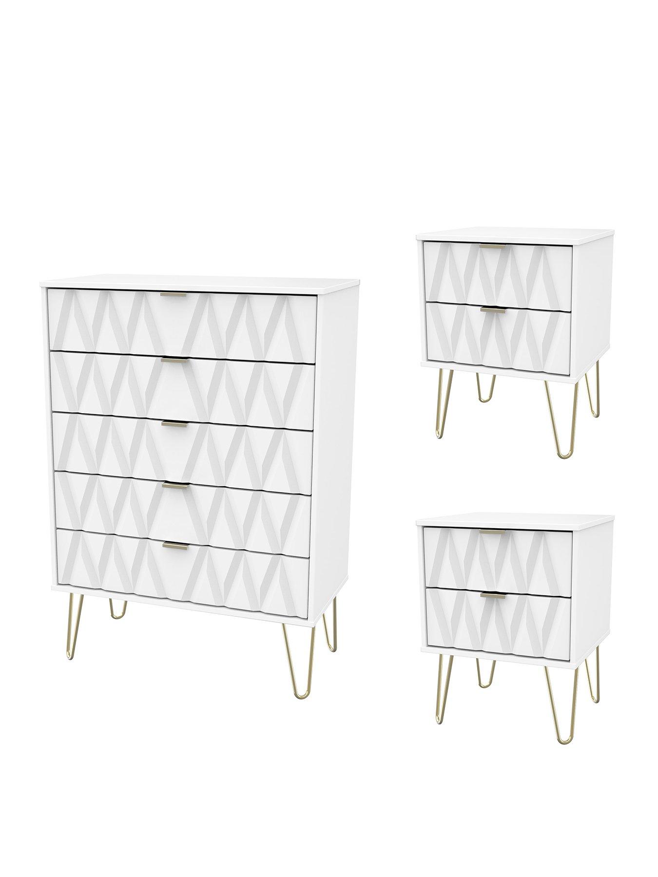 Image 3 of 7 of SWIFT Versailles Ready Assembled 3 Piece Package - 5 Drawer Chest and 2 Bedside Chests&nbsp;- FSC&reg; Certified