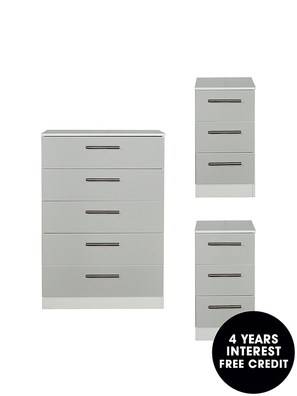 Swift Montreal Gloss 3 Piece Ready Assembled Package 5 Drawer