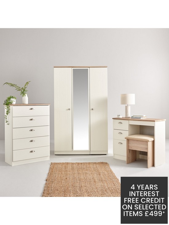 stillFront image of swift-charlotte-4-piece-ready-assembled-package-2-door-wardrobe-5-drawer-chest-and-2-bedside-chests
