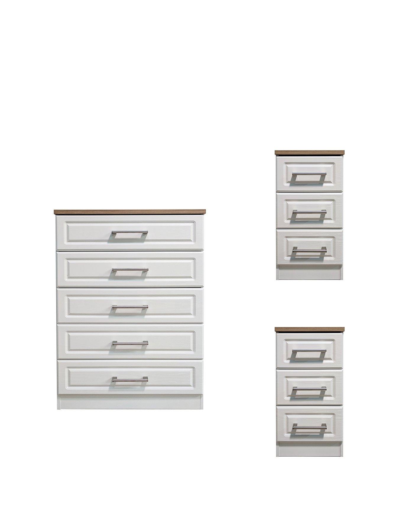 SWIFT Regent Ready Assembled 3 Piece Package - 5 Drawer Chest and 2 Bedside Chests - FSC® Certified