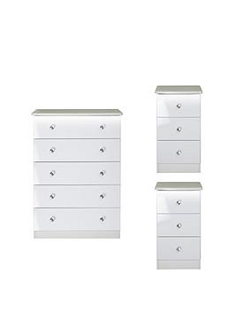 Swift Swift Lumiere Ready Assembled 3 Piece Package - 5 Drawer Chest And 2  ... Picture