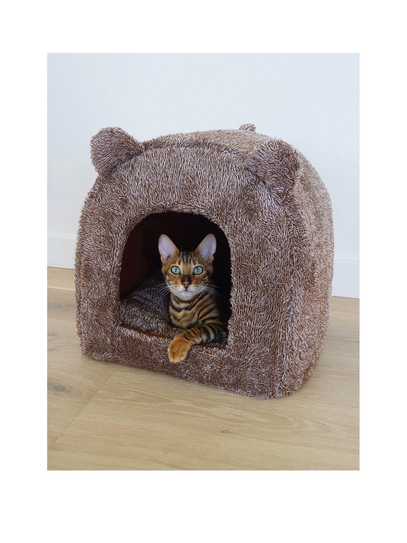 Image 1 of 4 of Rosewood Brown Teddy Bear Cat Bed