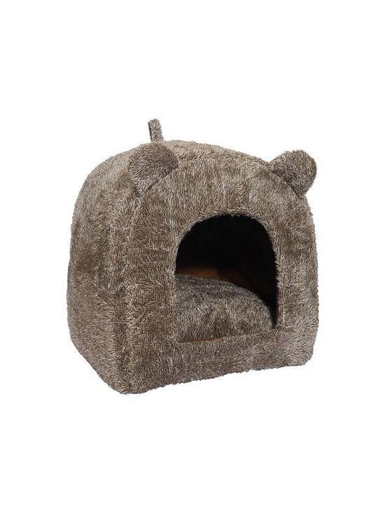 stillFront image of rosewood-brown-teddy-bear-cat-bed