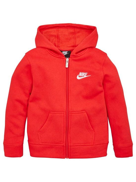 front image of nike-sportswear-younger-child-club-full-zip-hoodie-red