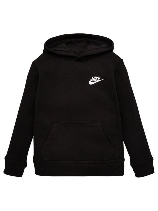 front image of nike-sportswear-younger-childs-club-overhead-hoodie-black