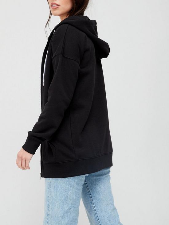 stillFront image of v-by-very-the-oversized-zip-through-hoodie-black