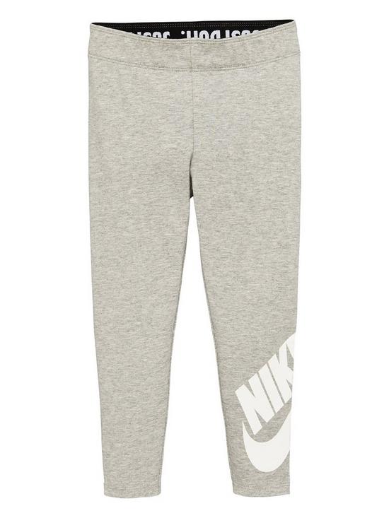 front image of nike-sportswear-younger-girls-leg-a-see-leggings-grey-heather