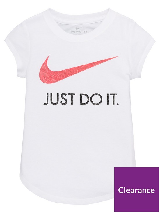 front image of nike-sportswear-younger-girls-swoosh-just-do-it-t-shirt-white