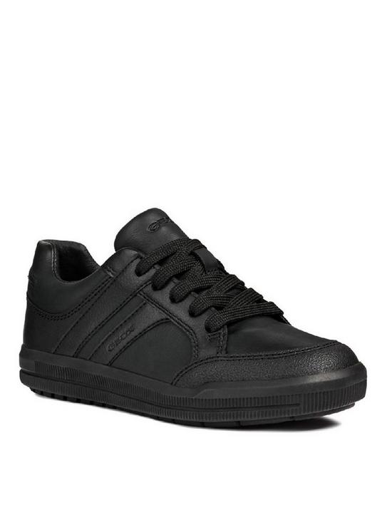 front image of geox-boys-arzach-lace-up-school-shoe