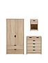 image of aspen-3-piece-package-2-door-2-drawer-wardrobe-4-2-chest-and-bedside-chest-oak-effect