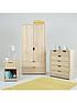  image of aspen-3-piece-package-2-door-2-drawer-wardrobe-4-2-chest-and-bedside-chest-oak-effect