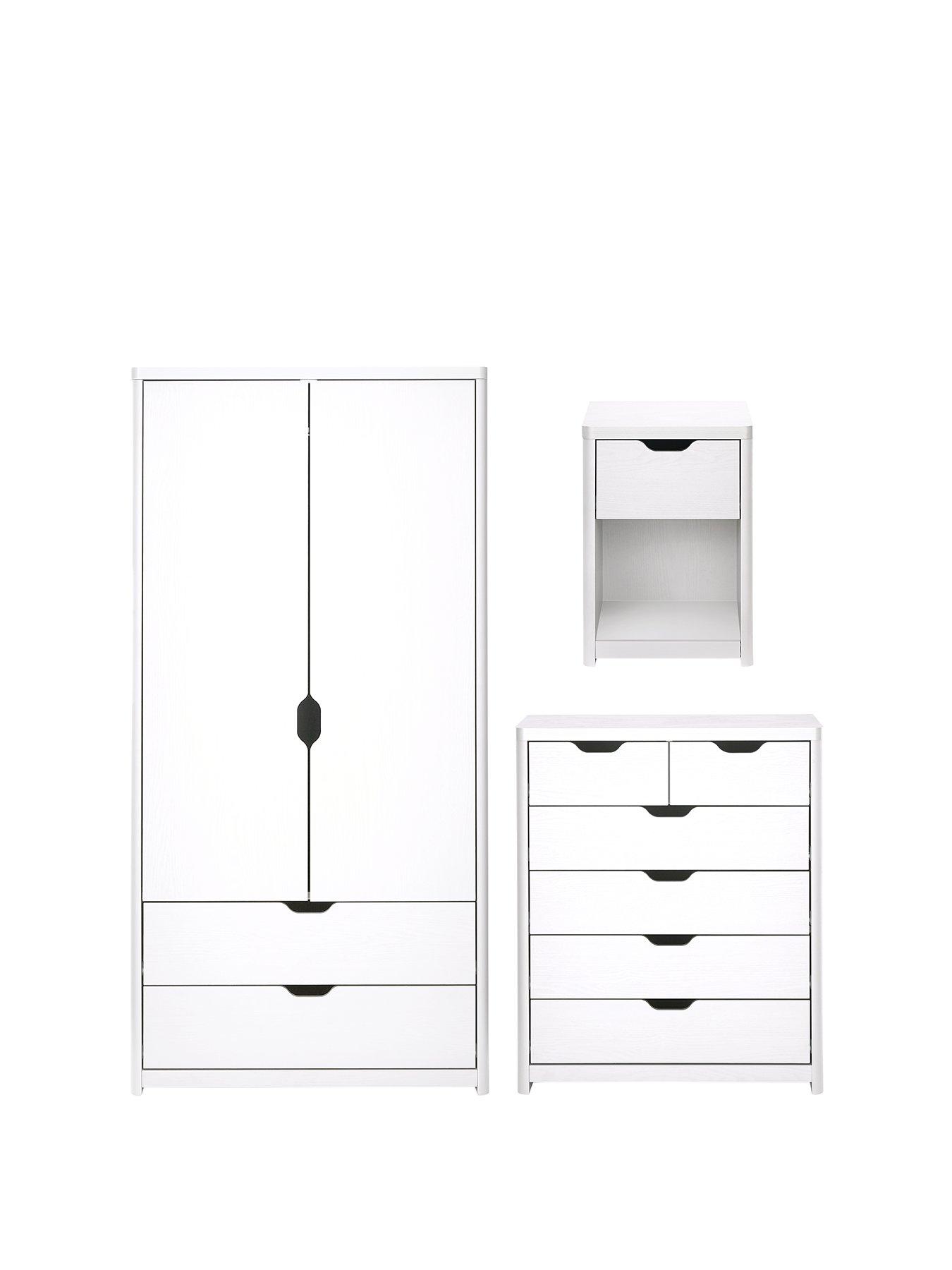  image of very-home-aspen-3-piece-package-2-door-2-drawer-wardrobe-4-2-chest-and-bedside-table-white-oak-effect