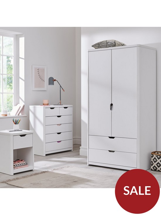 stillFront image of aspen-3-piece-package-2-door-2-drawer-wardrobe-4-2-chest-and-bedside-table-white-oak-effect