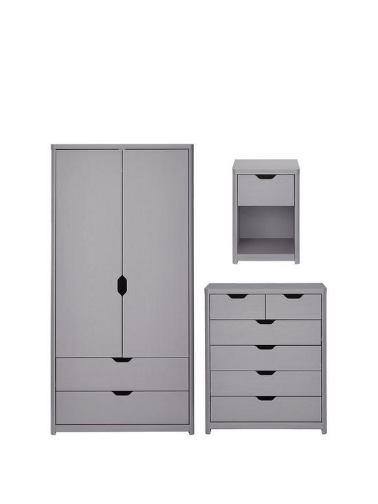front image of aspen-3-piece-package-2-door-2-drawer-wardrobe-4-2-chest-and-bedside-table-grey-oak-effect