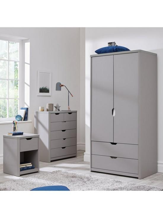 stillFront image of aspen-3-piece-package-2-door-2-drawer-wardrobe-4-2-chest-and-bedside-table-grey-oak-effect