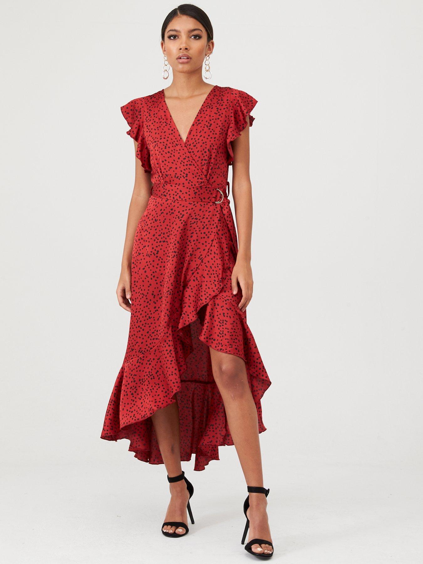 ax paris red frill dress