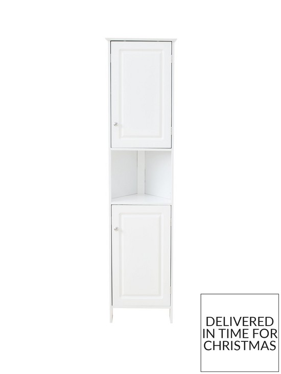 front image of lloyd-pascal-devonshire-tall-corner-bathroom-cabinet-white