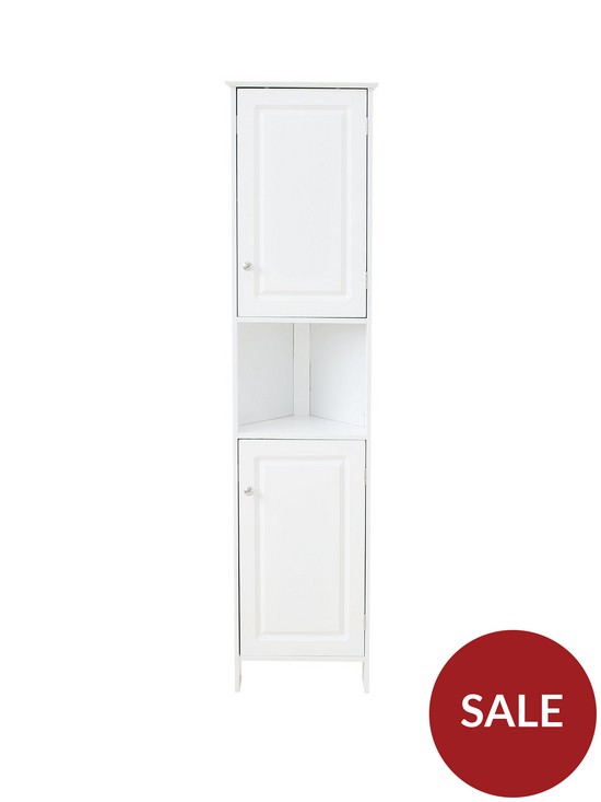 front image of lloyd-pascal-devonshire-tall-corner-bathroom-cabinet-white