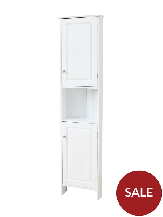 stillFront image of lloyd-pascal-devonshire-tall-corner-bathroom-cabinet-white