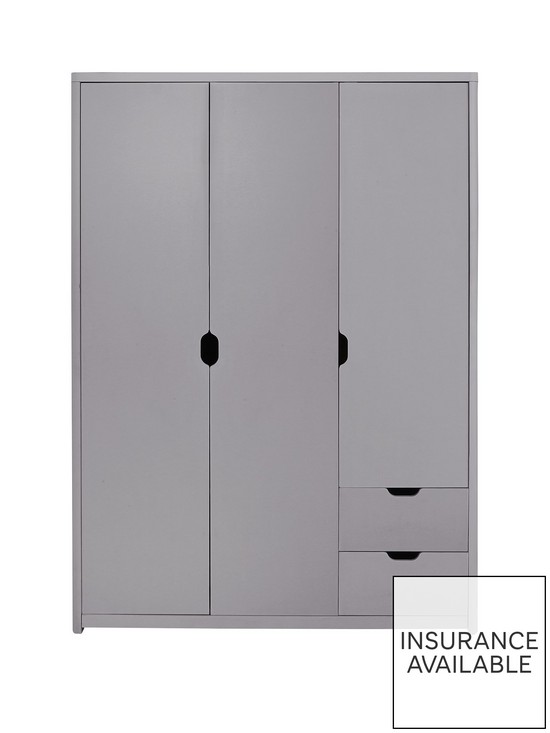 front image of aspen-3-door-2-drawer-wardrobe-grey-oak-effect