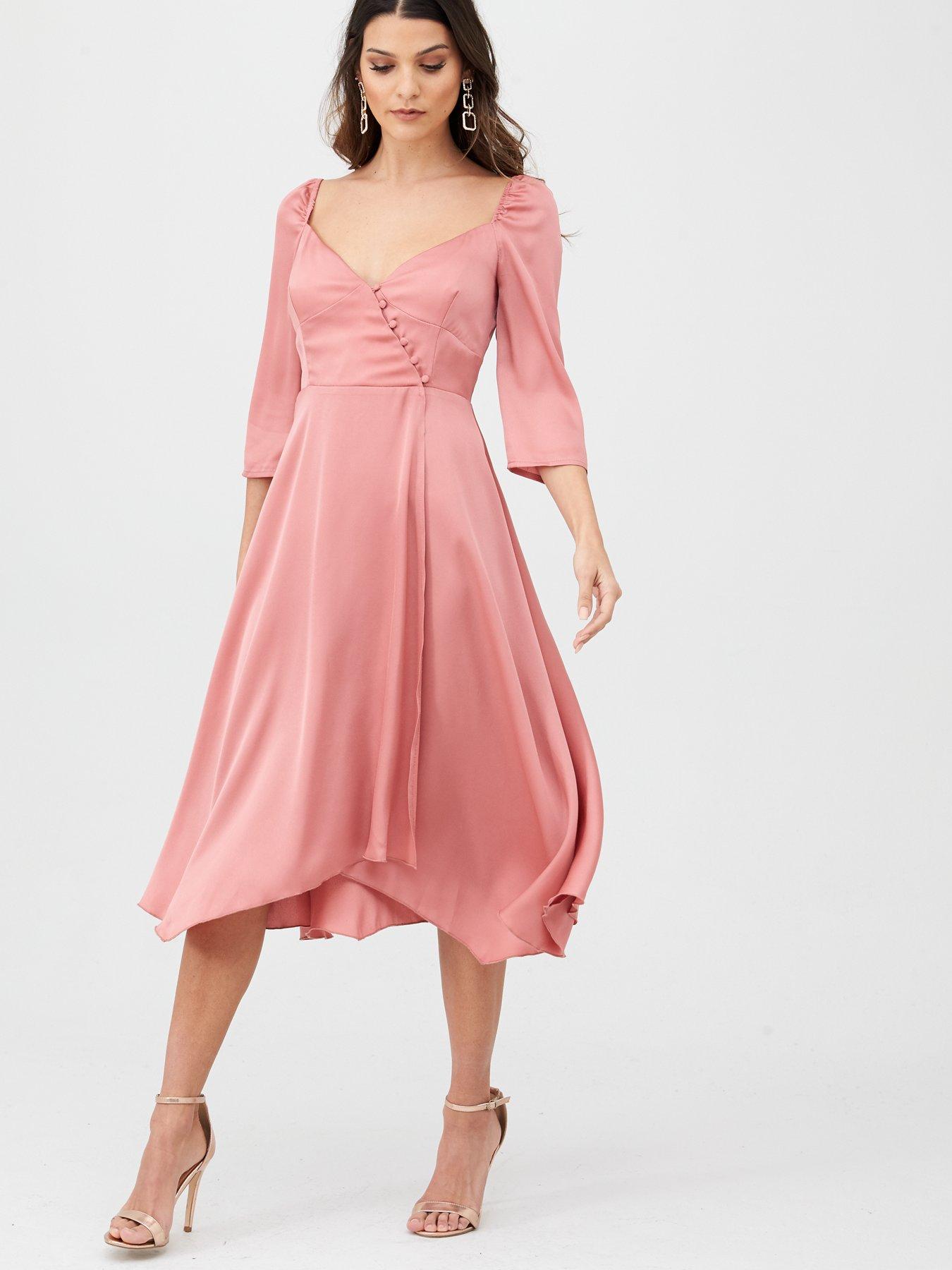 little mistress pink midi dress