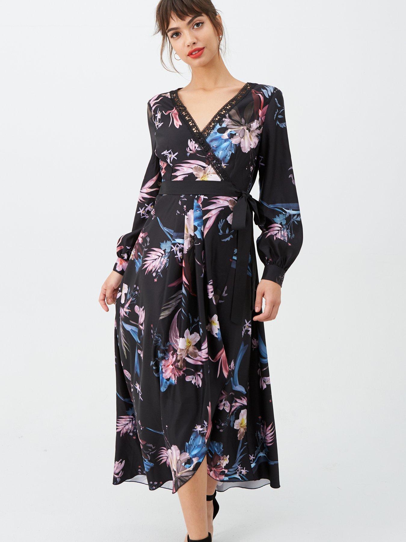 high neck rib maxi dress with long sleeves