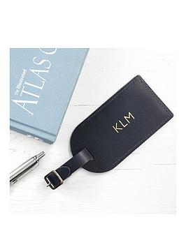 Very  Personalised Navy Foiled Leather Luggage Tag