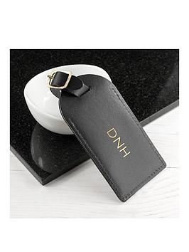 Very  Personalised Black Foiled Leather Luggage Tag