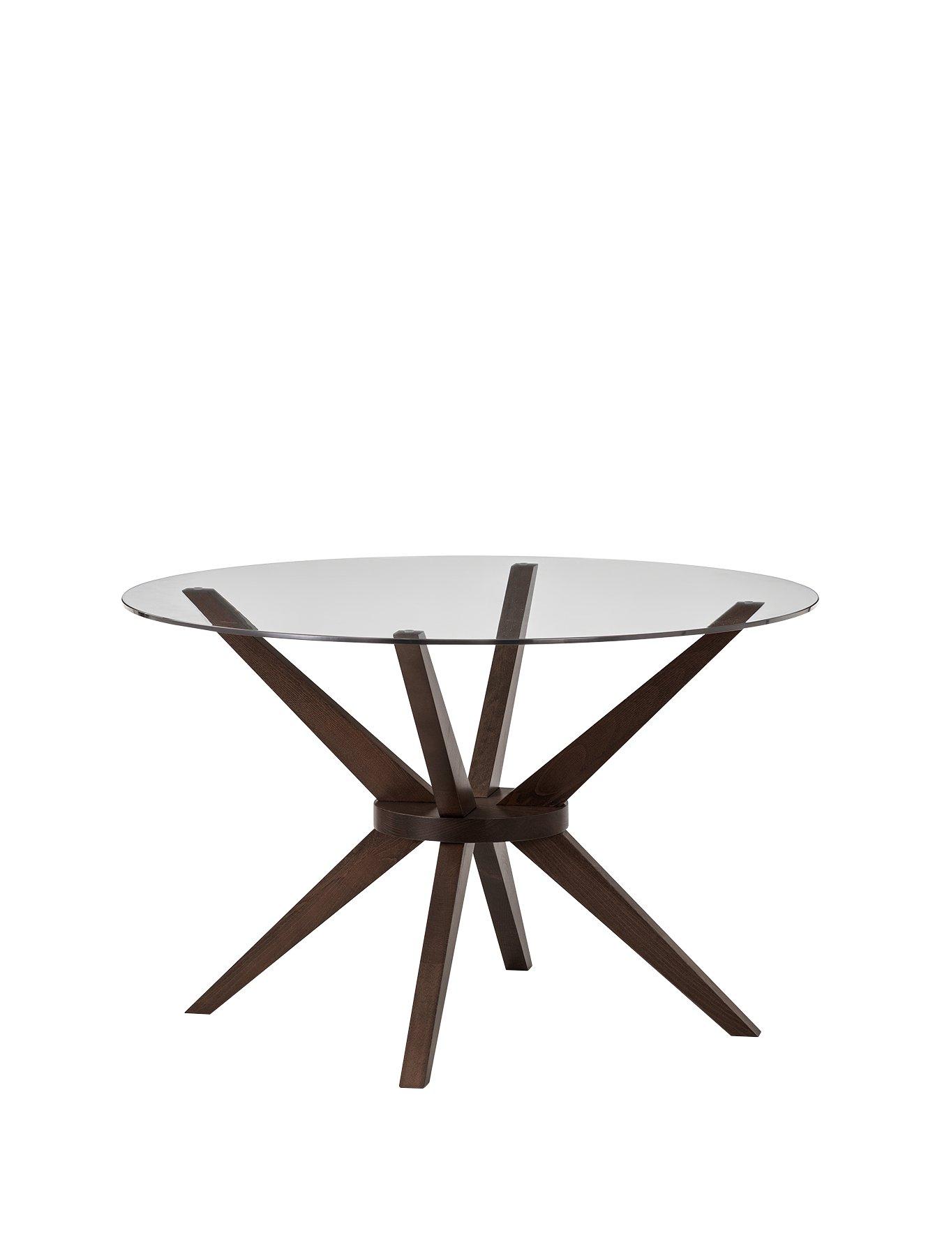  image of julian-bowen-chelsea-140-cm-round-glass-dining-table-6-madrid-chairs