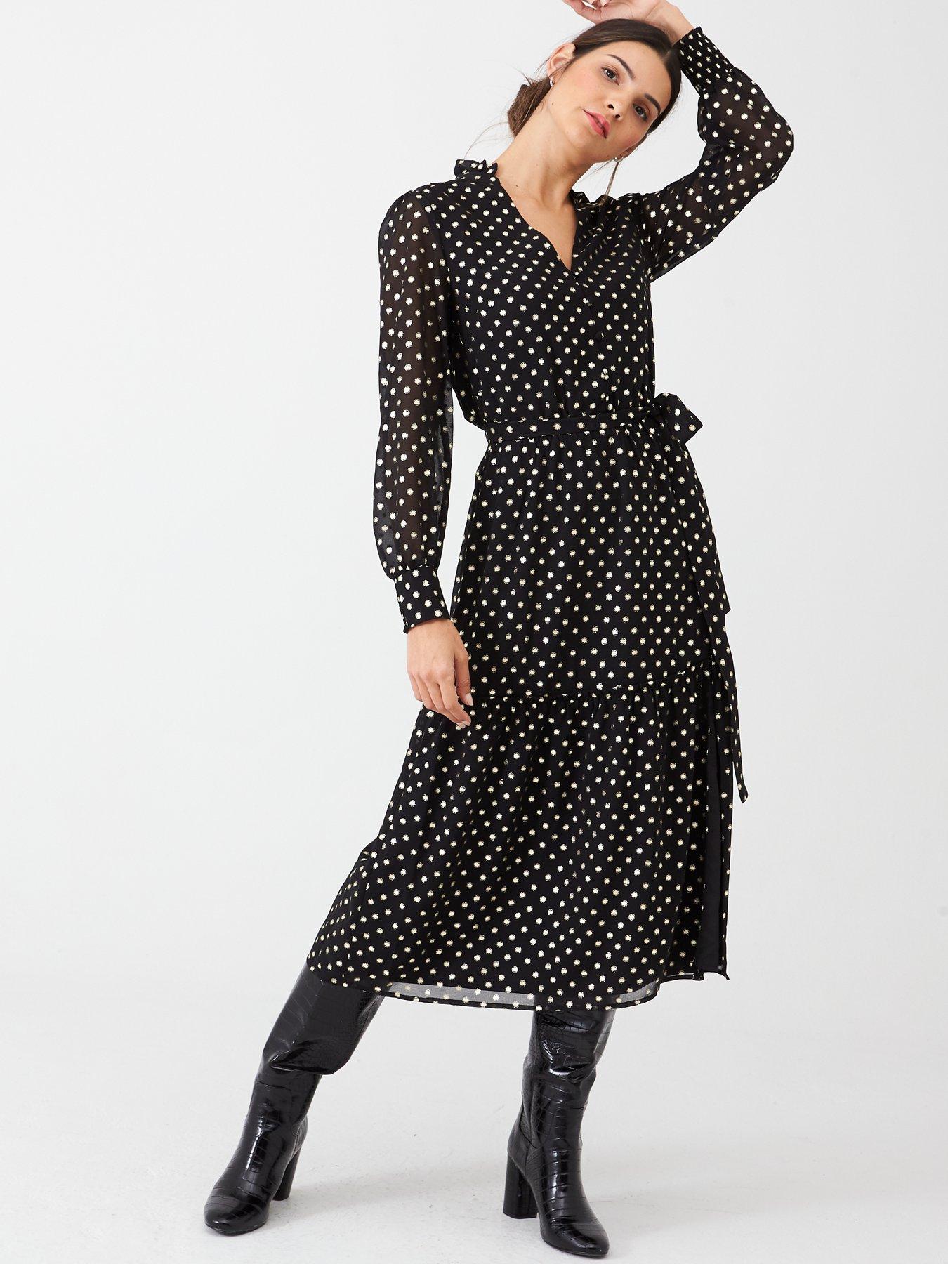 oasis black polka dot dress