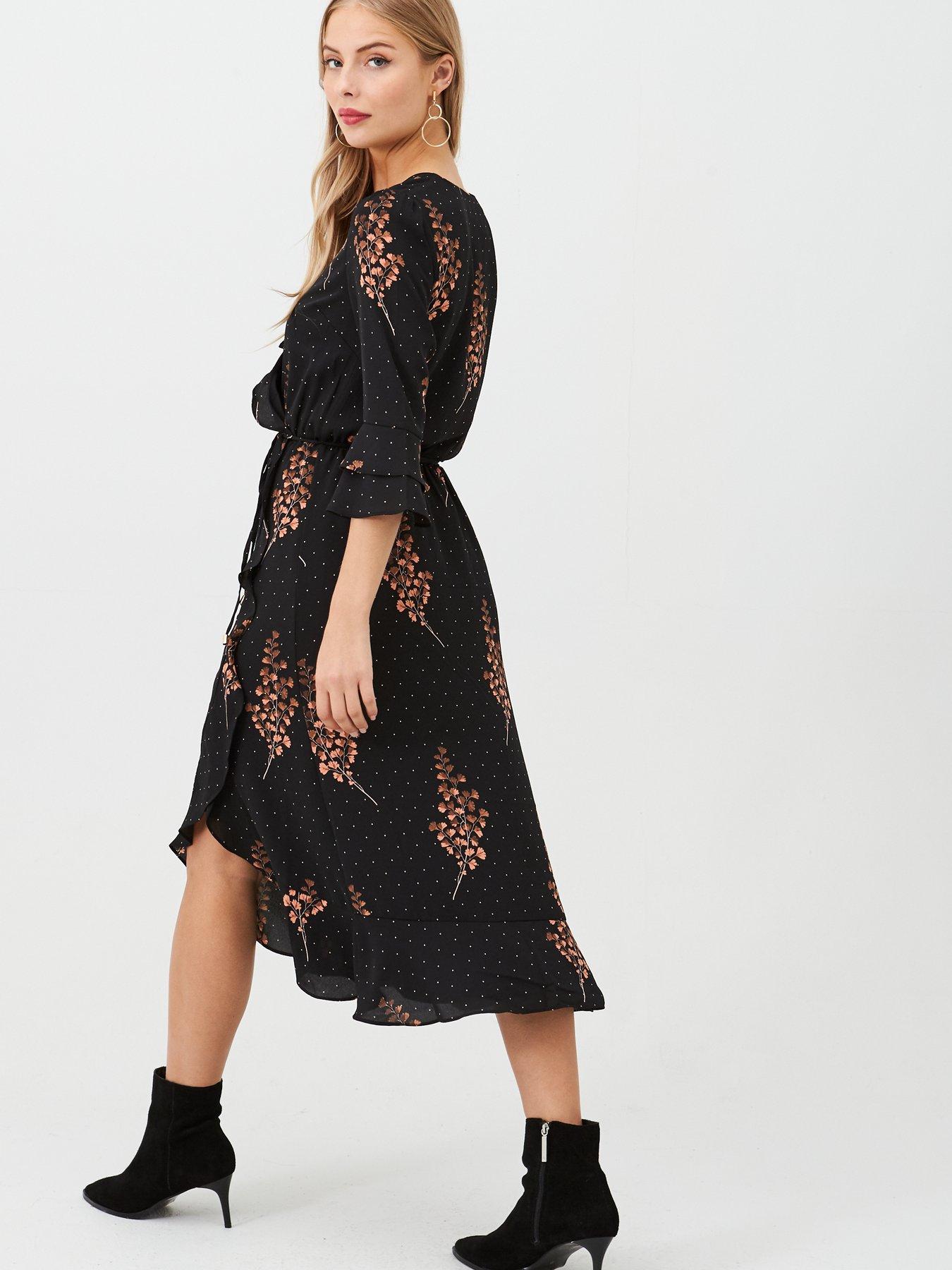 oasis flute sleeve midi dress