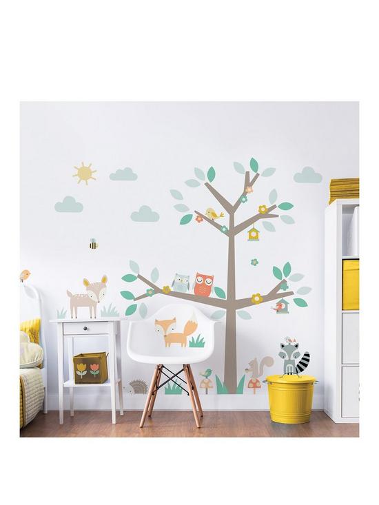 front image of walltastic-woodland-tree-amp-friends-large-character-sticker