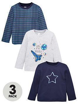 V by Very V By Very Boys 3 Pack Space And Stripe Long Sleeve T-Shirts -  ... Picture