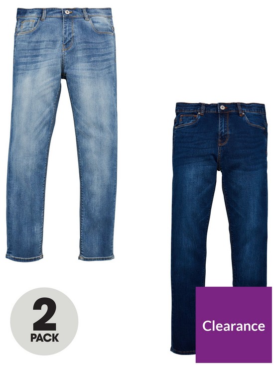 front image of v-by-very-boys-2-pack-slim-jeans-bleachdark-wash