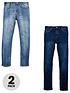  image of v-by-very-boys-2-pack-slim-jeans-bleachdark-wash
